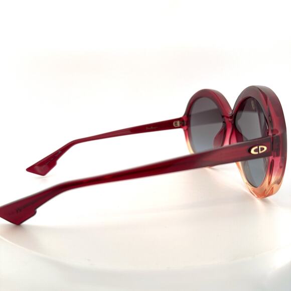 Dior Sunglasses Bianca OT5I7 Burgundy Pink Round Frame Gray Petrol Lens NEW main image 8